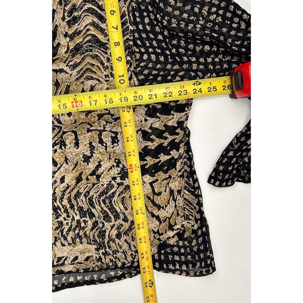 Nefertiti Collection Sheer Animal Print Blouse Small Oversized Boho Top Earthy - Picture 8 of 9